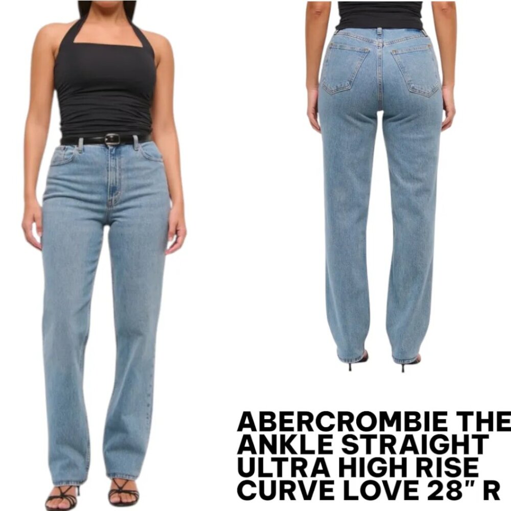 ABERCROMBIE‎ THE ANKLE STRAIGHT ULTRA HIGH RISE CURVE LOVE JEANS SIZE 28" W